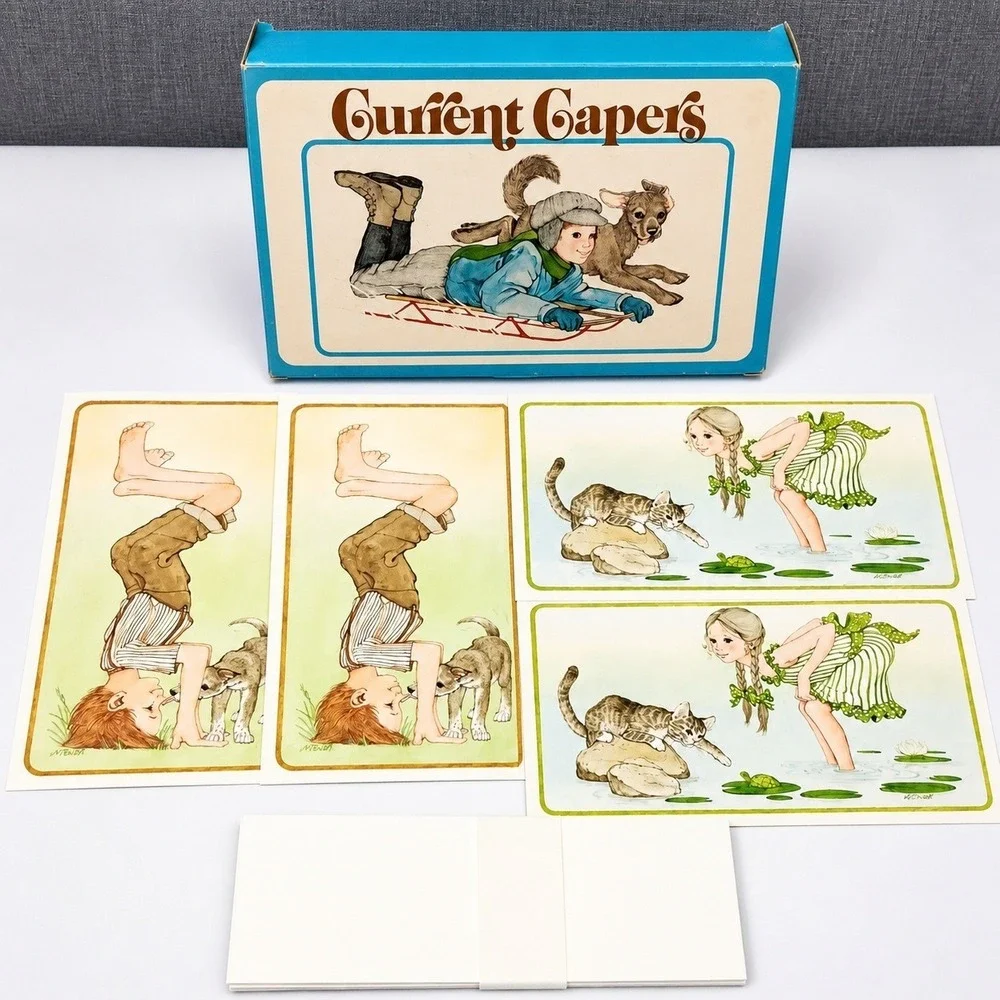 Current Capers Note Cards Vintage‎ 70s L K Powell Animals Stationery Set 4